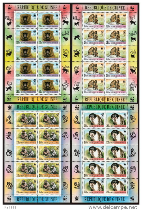 ~~~ Guinee 2000 - Dieren Fauna  WWF  - Kleinbogen Complete Set  - ** MNH  ~~~ - Guinee (1958-...)