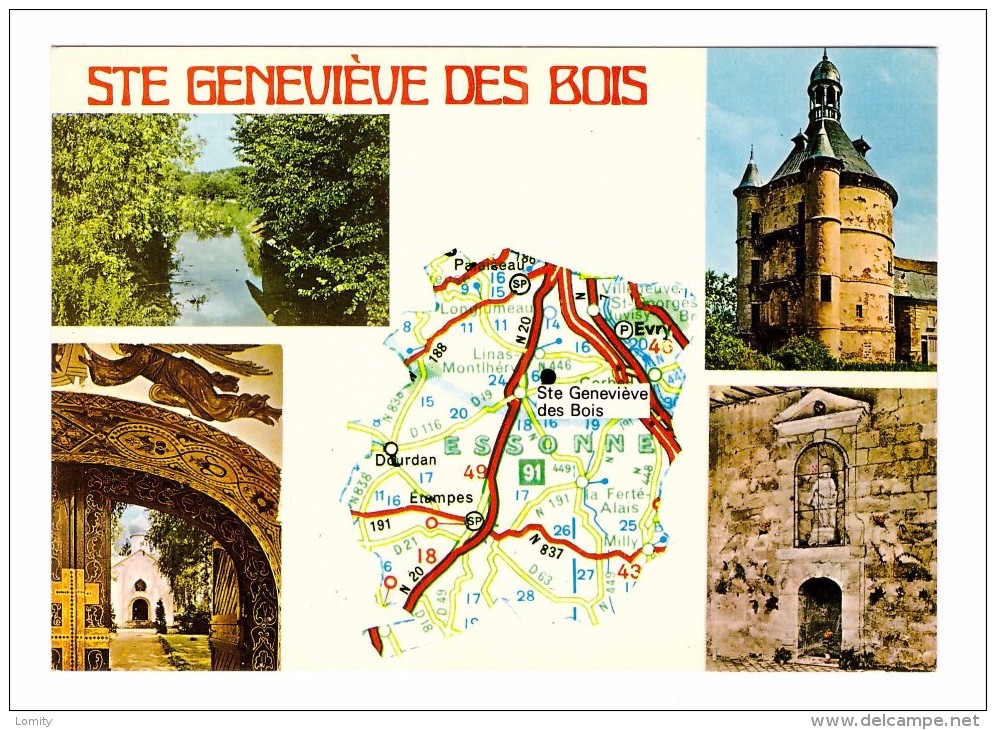 91 Sainte Genevieve Des Bois Carte Geographique Michelin Donjon Grotte Chapelle Russe Bords Orge - Sainte Genevieve Des Bois