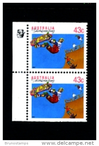 AUSTRALIA - 1990  43c. SKATEBOARDING  PAIR EX BOOKLET 1 KOALA  REPRINT  MINT NH - Essais & Réimpressions