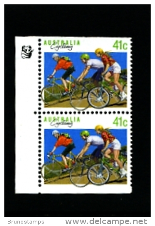 AUSTRALIA - 1989  41c. CYCLING  PAIR EX BOOKLET 1 KOALA  REPRINT  MINT NH - Proofs & Reprints