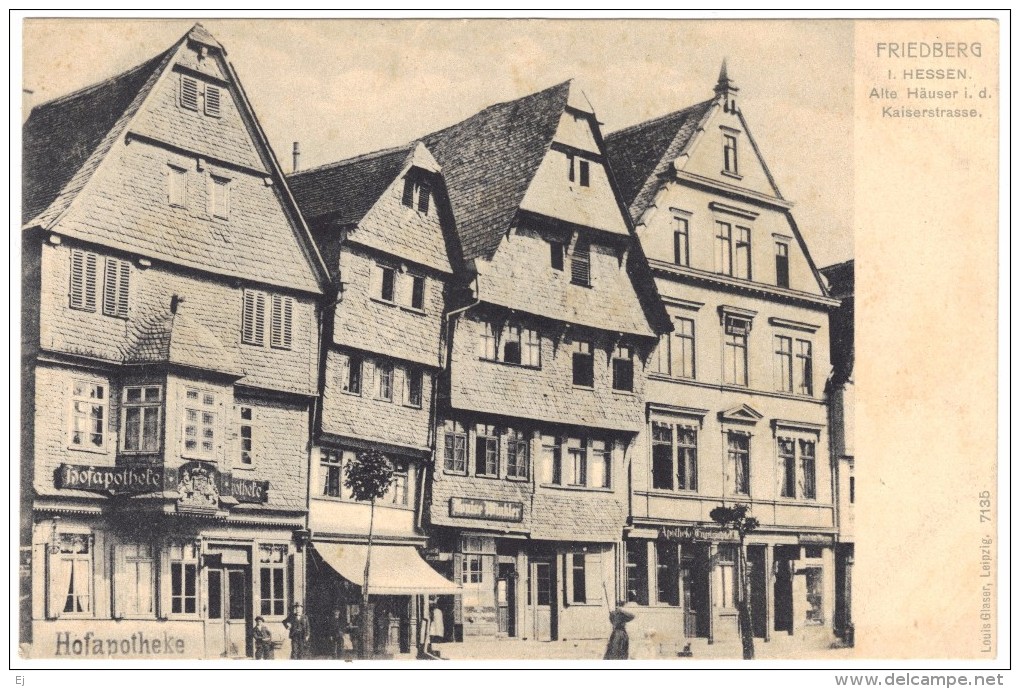 Friedberg - I Hessen - Alte Hauser I D Kaiserstrasse - Black & White Postcard - Louis Glaser -unused - Friedberg