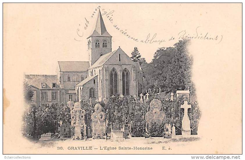 Graville   70     L'Eglise Ste Honorine Et Le Cimetière - Graville