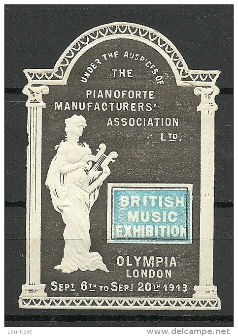 ENGLAND Great Britain 1913 Vignette Advertising Stamp British Music Exhibition Olympia London MNH - Cinderellas