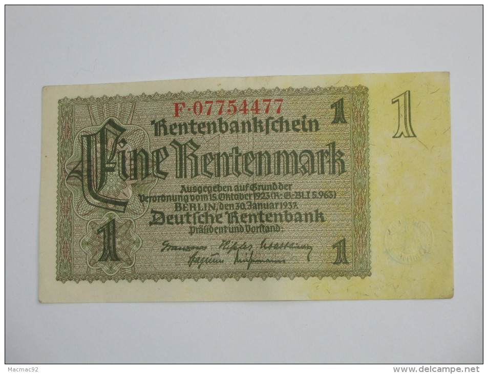 1 Eine Rentenmark 1937 - Allemagne - Germany **** EN ACHAT IMMEDIAT **** - 1000 Reichsmark