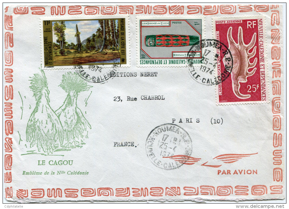 NOUVELLE-CALEDONIE LETTRE PAR AVION DEPART NOUMEA 25-4-1974 POUR LA FRANCE - Covers & Documents