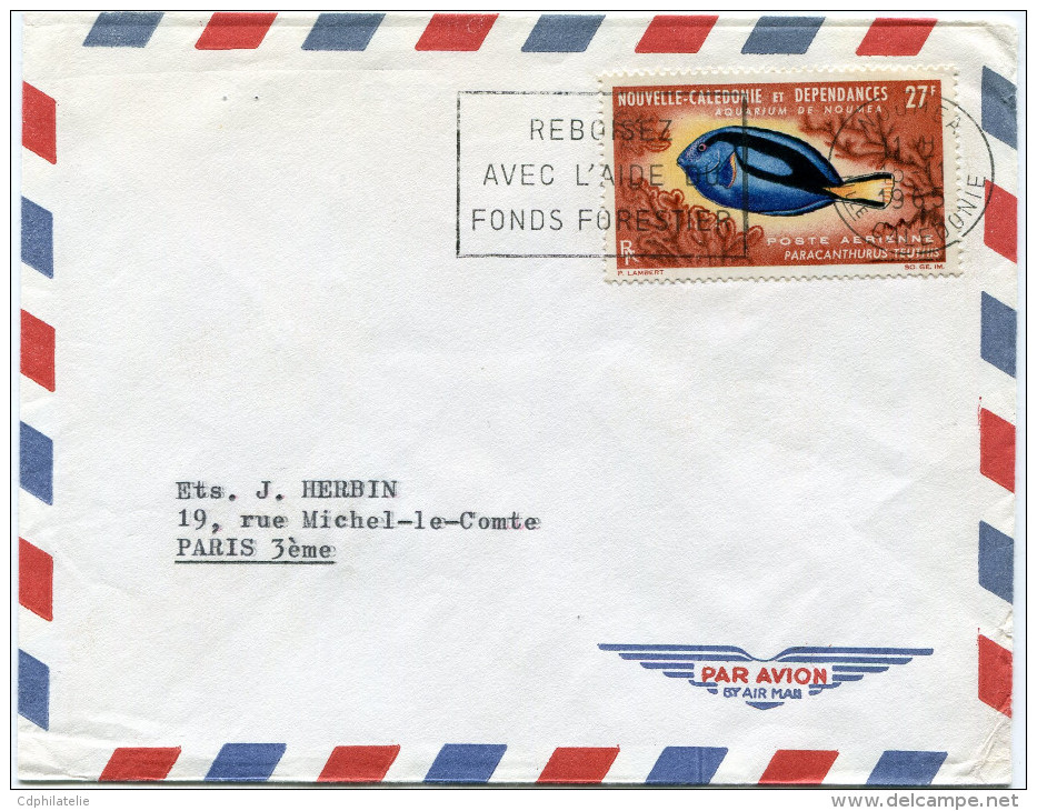 NOUVELLE-CALEDONIE LETTRE PAR AVION DEPART NOUMEA 15-11-1965 POUR LA FRANCE - Brieven En Documenten