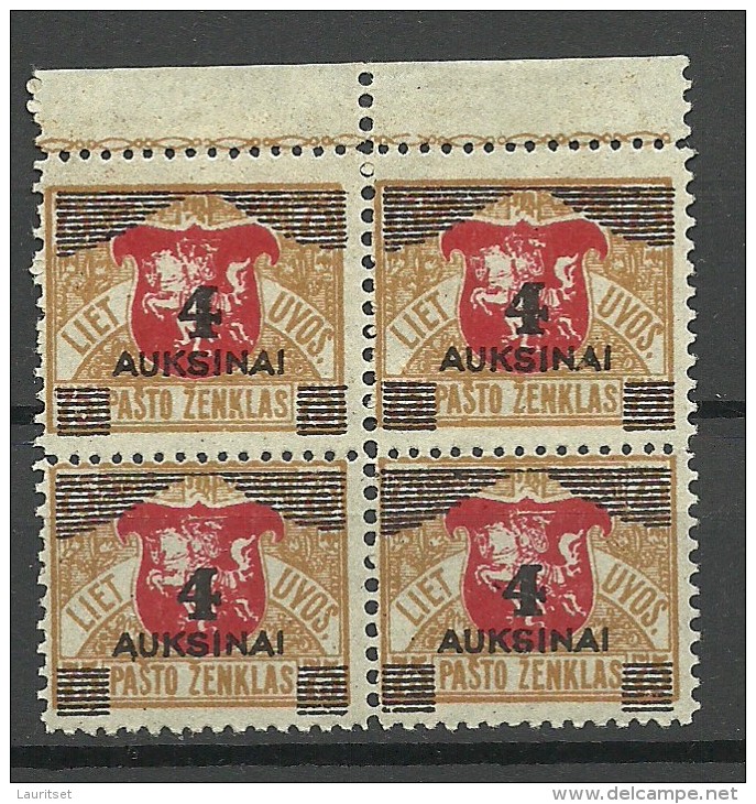 LITAUEN Lithuania 1922 Michel 117 In 4-block (*) - Lituania