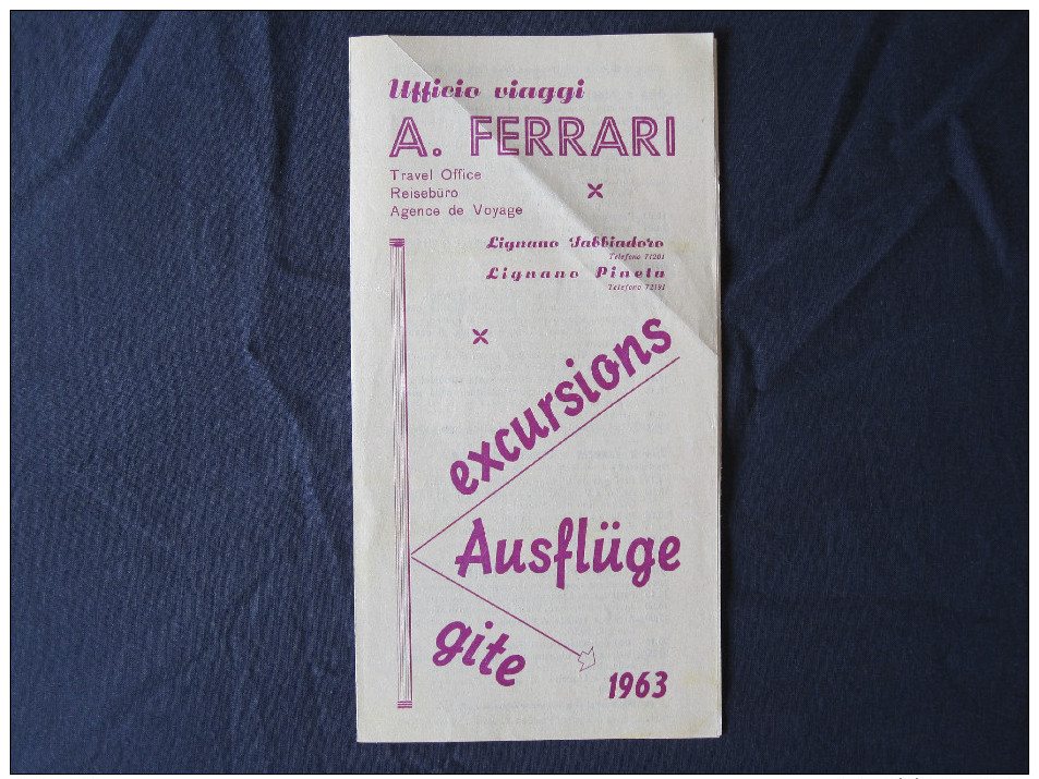 Old Tourist Brochure - Lignano, Travel Office, Ufficio Viaggi A. Ferrari (1963) - Europa