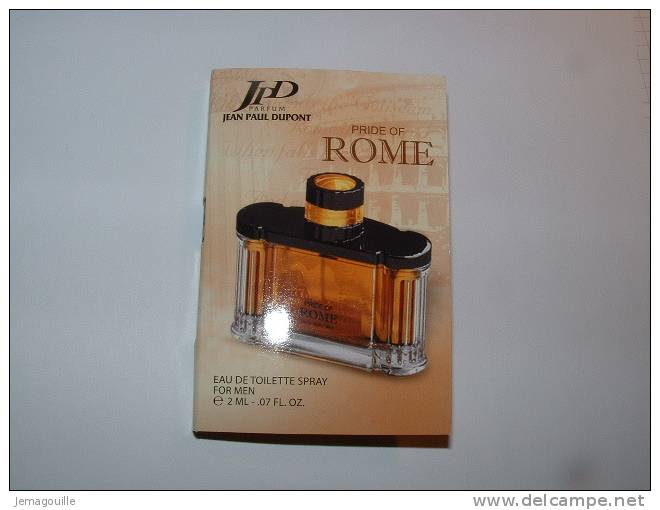 PRIDE OF HOMME - JEAN PAUL DUPONT - Pour Homme - Echantillon Tube Sur Carte 2 Ml - 2-02 - Perfume Samples (testers)