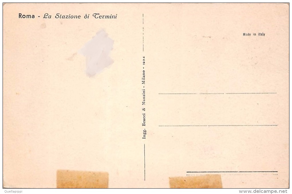 02875 "ROMA - LA STAZIONE TERMINI"  ANIMATA, TRAMWAY. 1934 CART.  NON SPED. - Stazione Termini