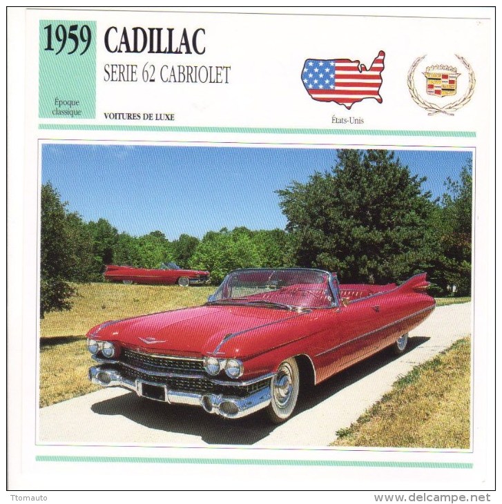 Cadillac 62 Convertible  -  1959  -  Fiche Technique Automobile (USA) - Voitures