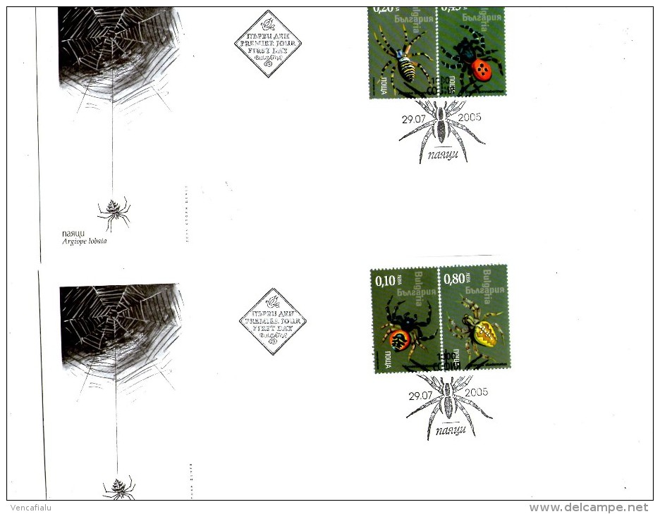 Bulgaria 2005  - Set Of 2  Long FDC´s - Spiders