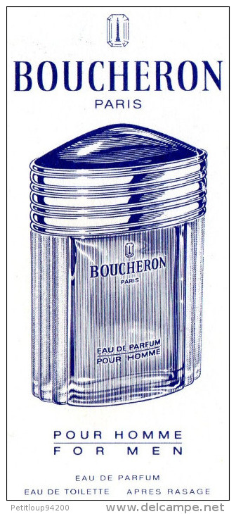 PUBLICITE CARTE PARFUMEE BOUCHERON PARIS  Pour Homme - Profumeria Antica (fino Al 1960)