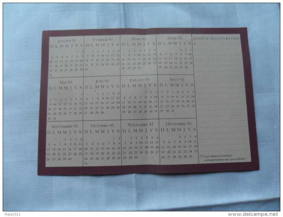 ANCIEN CALENDRIER DE POCHE  1993  / PUB  JOURNAL LE SOIR - Petit Format : 1991-00