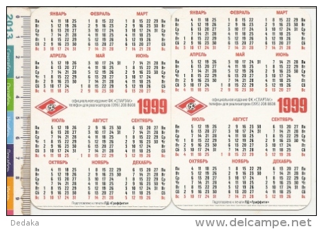 Pocket Calendars  Russia 1999 - 2&#1088;.  - Sport - Soccer - Spartak - Goalkeeper Alexander Filimonov - Formato Piccolo : 1991-00
