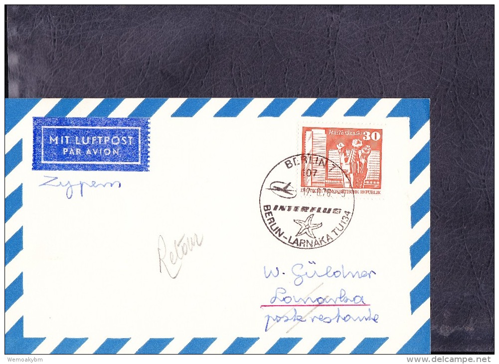 DDR: Lp-Karte Mit 30 Pf "Bauwerke" Gr. Format, Portorichtig Als Ausl.Karte Nach Zypern Im Sonderflugverkehr Knr: 1899 - Airmail