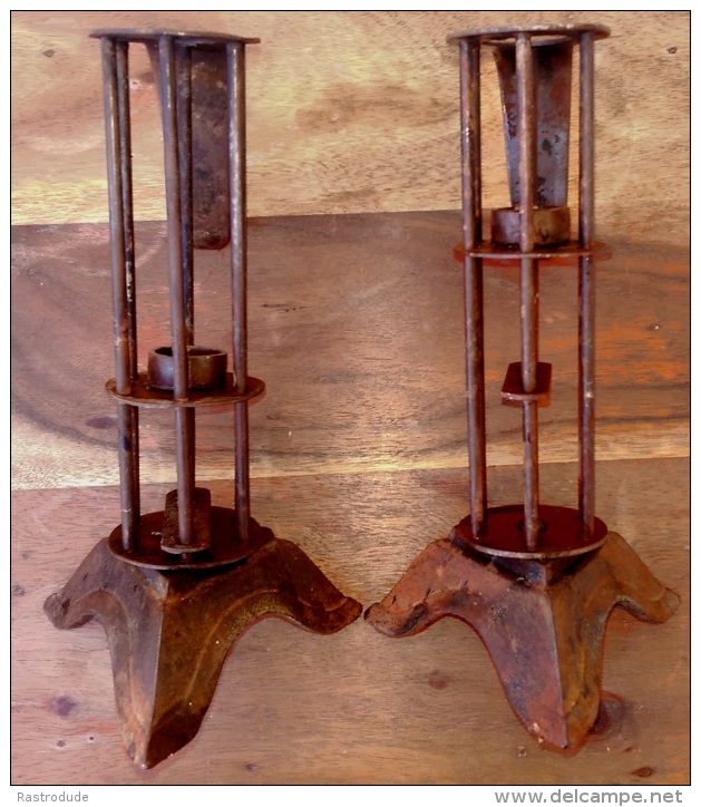 Pair Of Artisan Iron Candle Holders - Menorca Balears - Ca 1850 - Ironwork