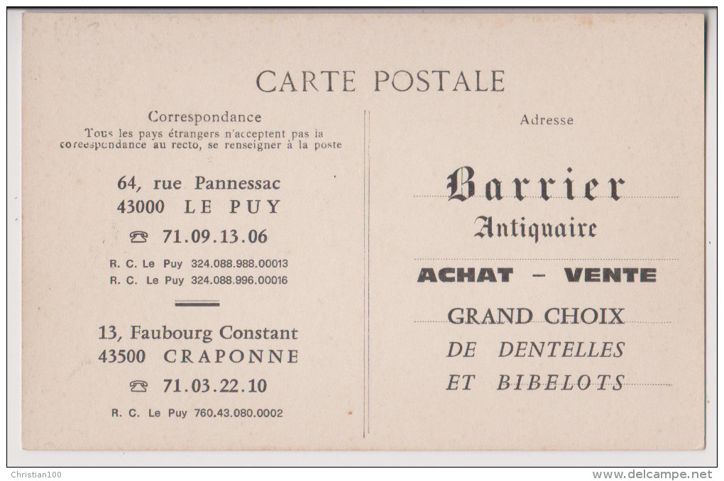 LEMPDES : LA HALLE - TABAC - CPA COMMERCIALE BARRIER ANTIQUAIRE - 2 SCANS - - Lempdes