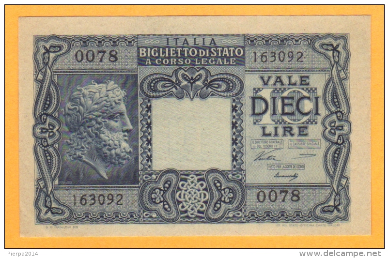 Lire 10 1944 Luogotenenza FDS - Pick 32a  - Ventura, Simoneschi, Giovinco - Italia – 10 Lire