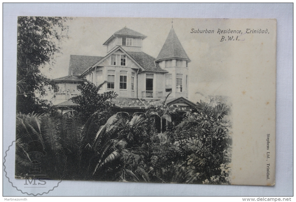 Old 1919 BWI Trinidad Postcard - Suburban Residence - Otros & Sin Clasificación