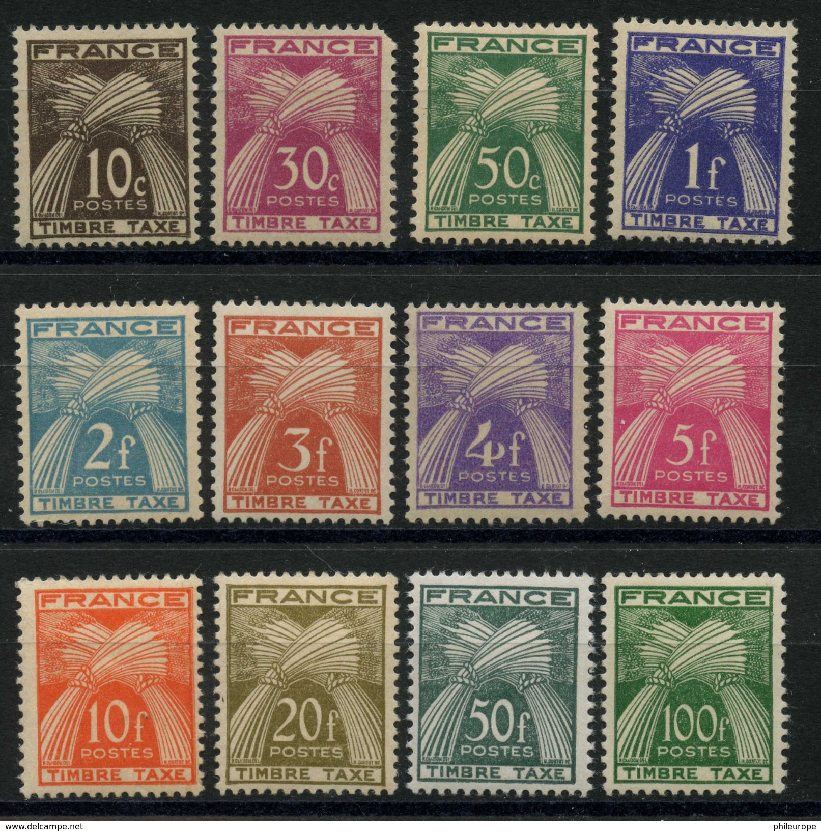 France Taxe (1946) N 78 à 89 * (charniere) - 1859-1959 Neufs