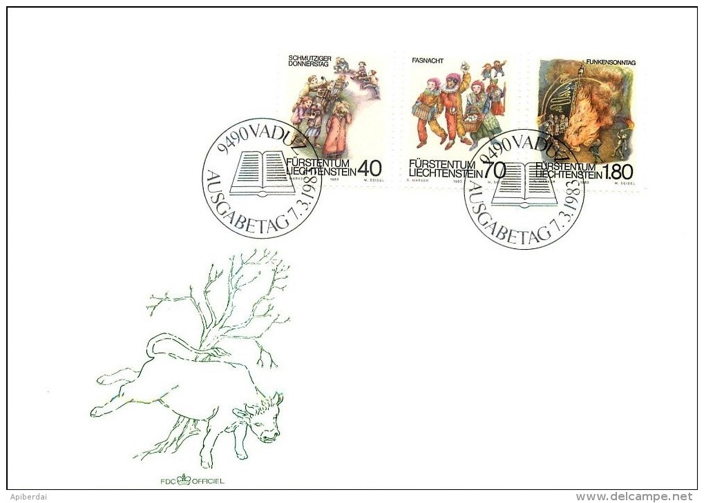 Liechtenstein - 1983  Costumes De Carnaval & Carême FDC - Lettres & Documents