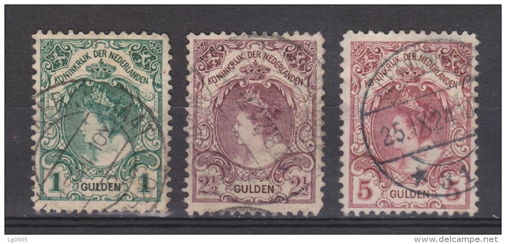 NVPH Nederland Netherlands Pays Bas Niederlande Holanda 77 78 79 Used ; Koningin  Queen Reine Reina Wilhelmina 1899 - Oblitérés