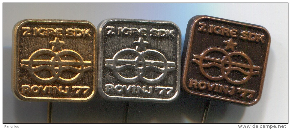 7. Sport Games - 1977. Rovinj, Croatia, Vintage Pin, Badge, 3 Pieces - Other & Unclassified