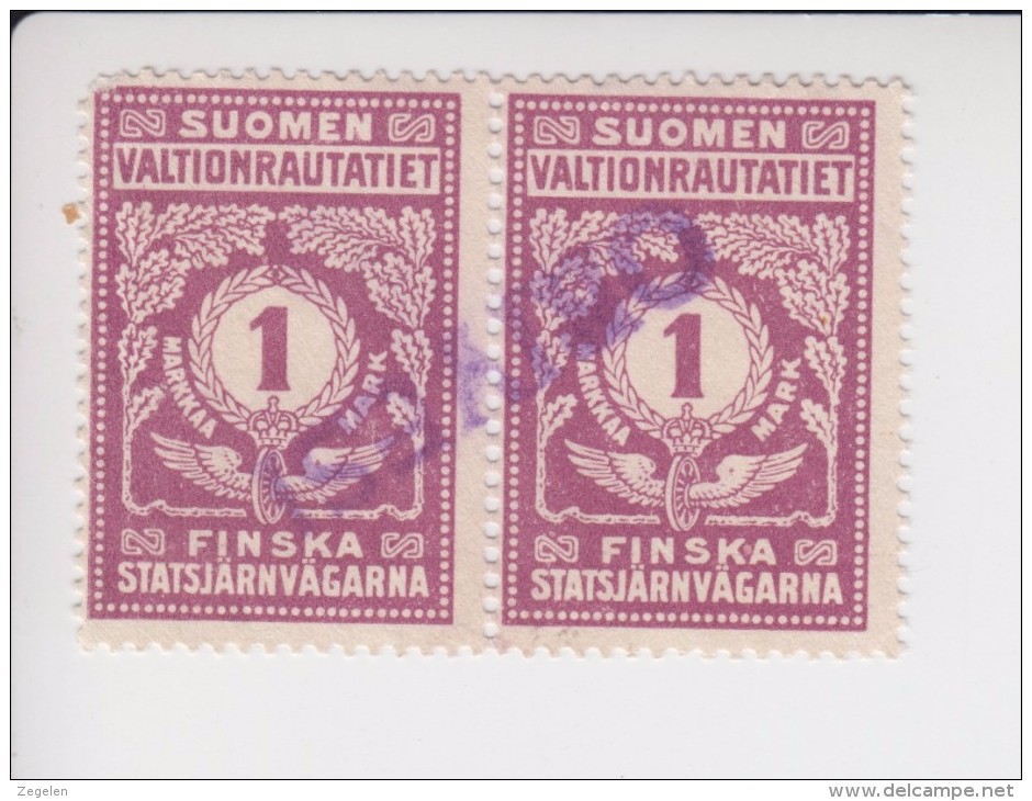 Finland Spoorwegzegel Cataloog Hellman-Sarinen Nationale Spoorwegmaatschappij 45B Paar Gestempeld - Postpaketten