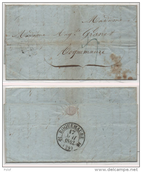 Lettre (LAC) Adressée De PARIS A ROQUEMAURE (Gard)  Trés Beau Cachet (82277) - 1801-1848: Précurseurs XIX