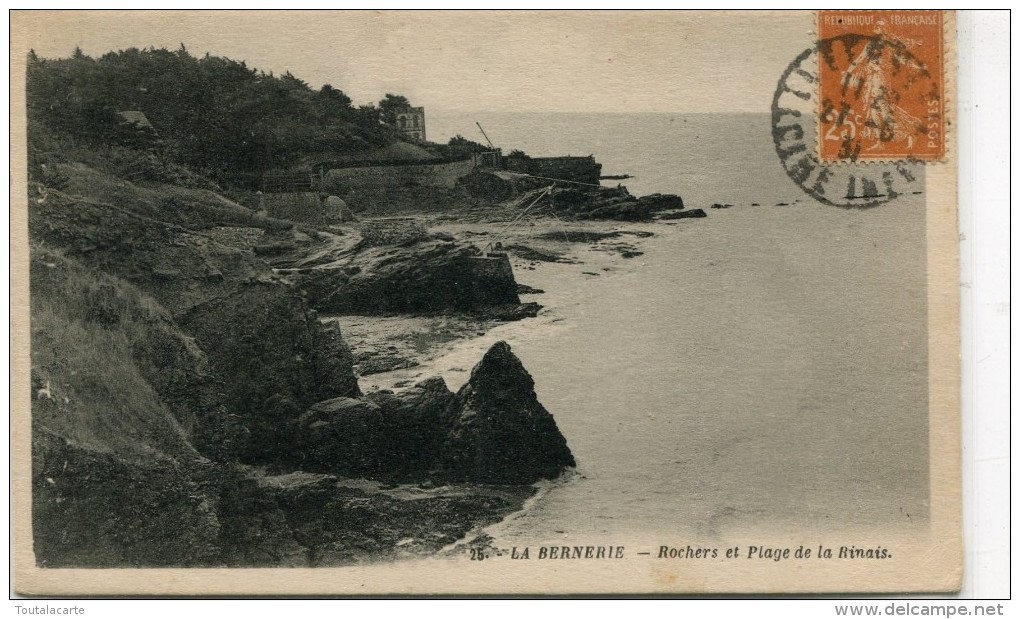 CPA 44  LA BERNERIE ROCHERS ET PLAGE DE LA RINAIS  1931 - La Bernerie-en-Retz