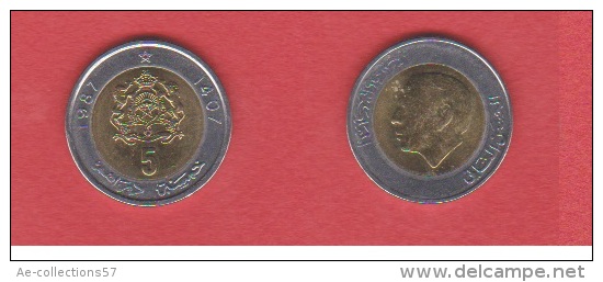 Maroc   --   5 Dirhams 1987   --   Km # 82  ---  état SUP - Maroc