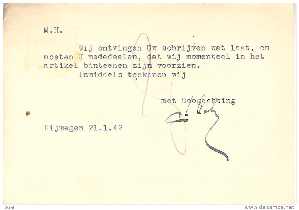 1942 Firmabk Van NIJMEGEN Naar Kapelle-Biezelinge - Brieven En Documenten