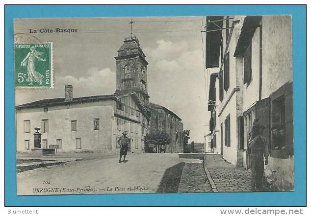 CPA 102 - La Place Et L'Eglise URRUGNE 64 - Urrugne