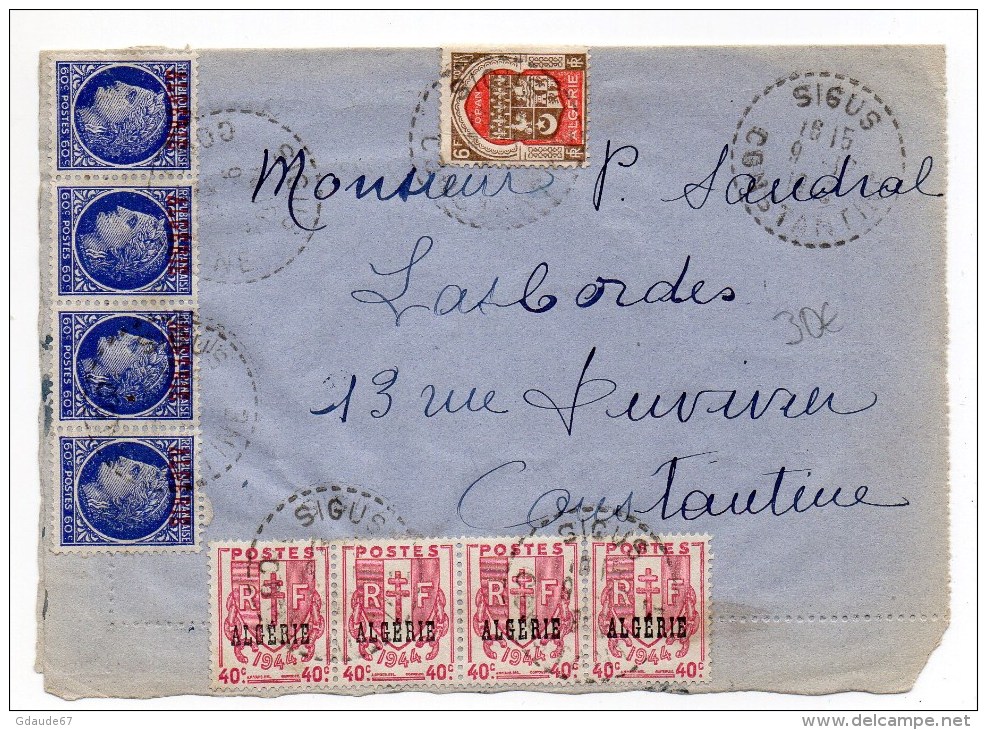 1948 - CARTE LETTRE De SIGUS (CONSTANTINE / ALGERIE) Avec CHAINE BRISEE + MAZELIN SURCHARGES - Cartas & Documentos