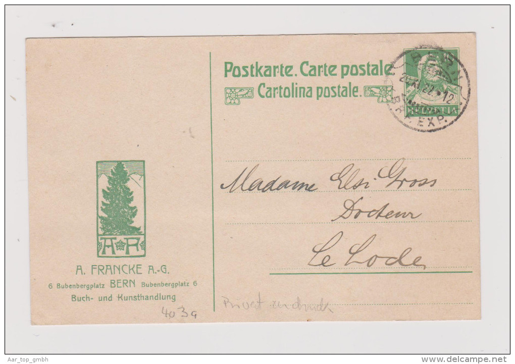 Heimat Rasieklingen Stempel Bern 1922-11-20 #4.03 Auf Ganzsache Mit Privatzudruck - Entiers Postaux