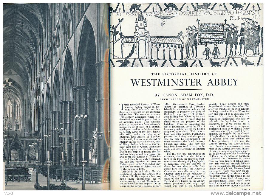 The Pictorial History Of Westminster Abbey Par Canon Adam Fox D.D. (24 Pages, 1966) Guide Visiteur, Angleterre - Europe