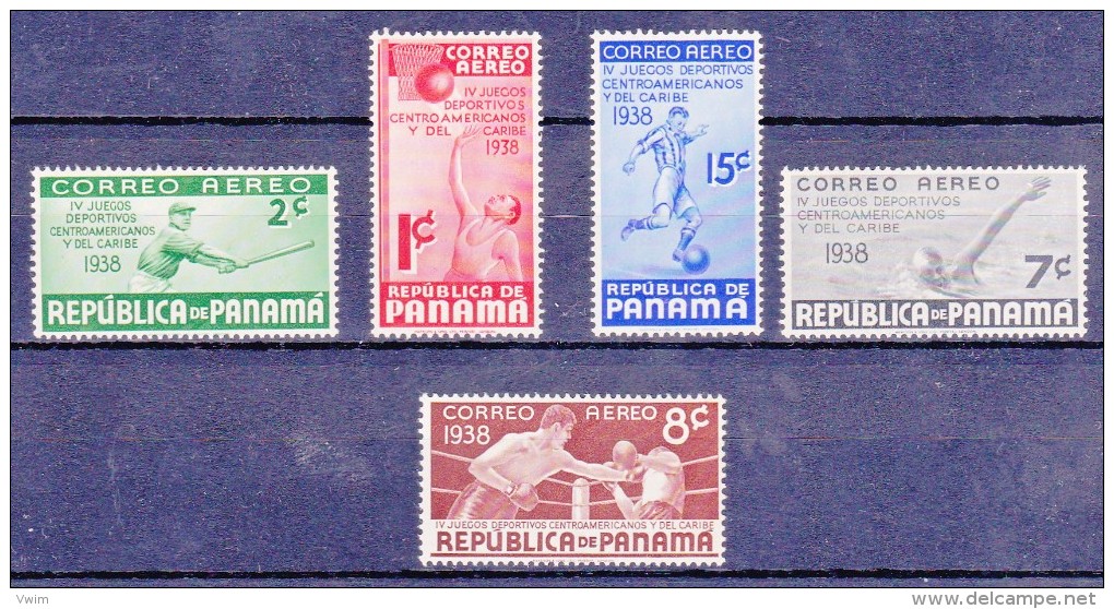 PANAMA - 1938 - Luchtpost/ PA..nrs. Yv&T Av 36/40 - 5 Waarden/ 5 Valeurs - Unused ** - Panama