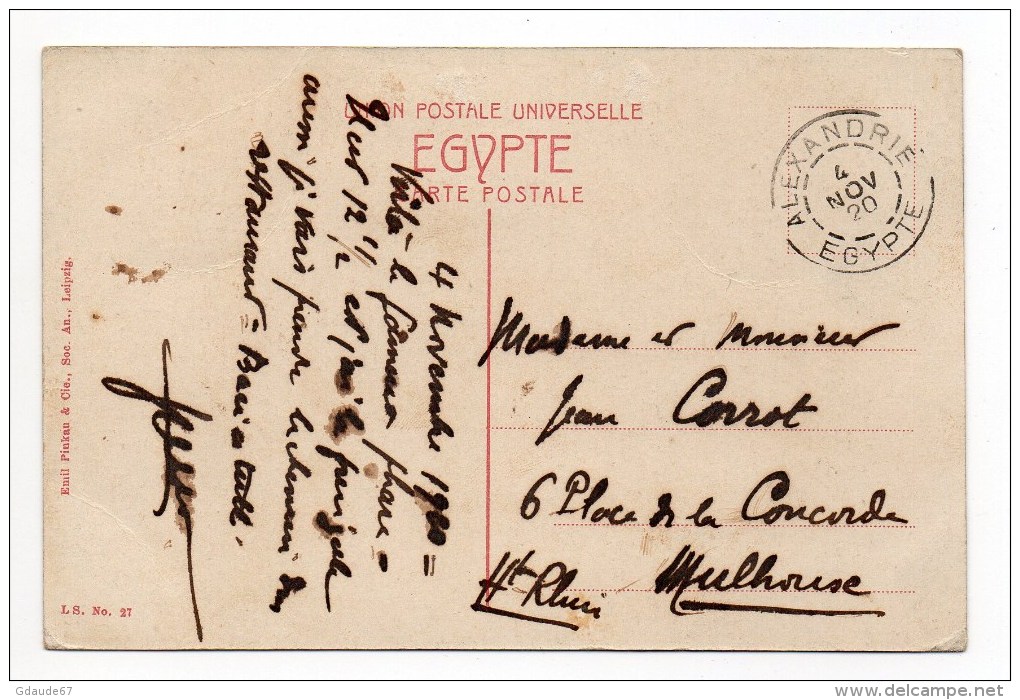1920 - CP D'ALEXANDRIE (EGYPTE / EGYPT) BFE - Brieven En Documenten