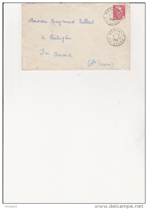 LETTRE AFFRANCHIE GANDON N° 813 CAD PERLE / MERSUAY HTE SAONE - 7-12-1950 - 1921-1960: Modern Period