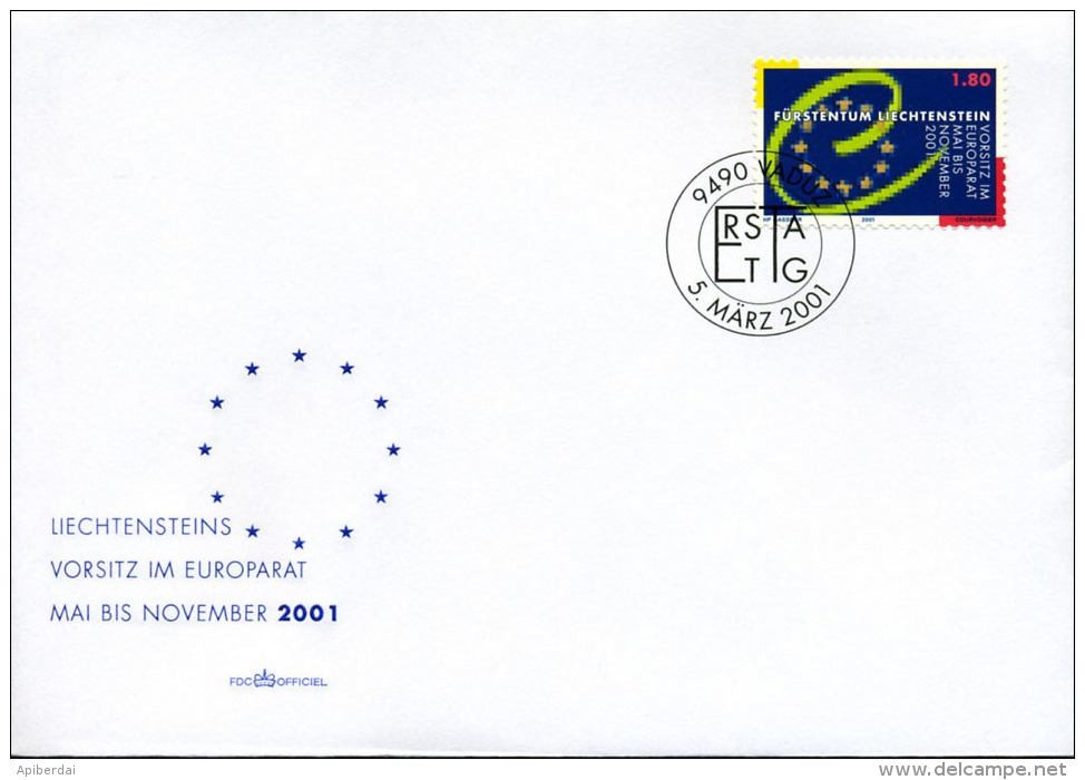 Liechtenstein - 2001europarat  - Conseil De L'europe (unused Stamp + FDC) - Covers & Documents