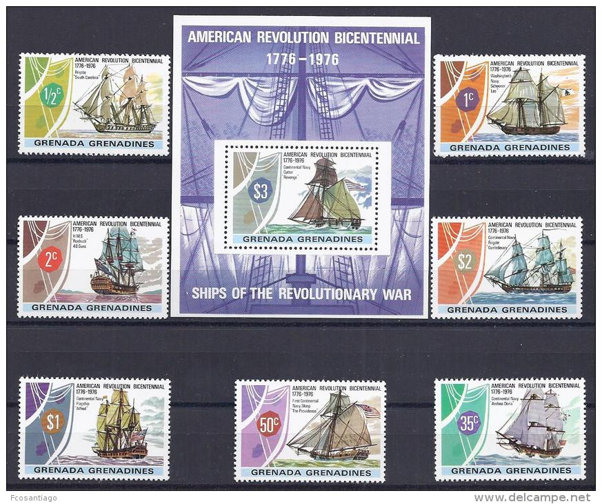 INDEPENDENCIA USA -GRENADA-GRENADINES 1976 - Yvert#157/63 H21**  Precio Cat&euro;20.50 - Independecia USA