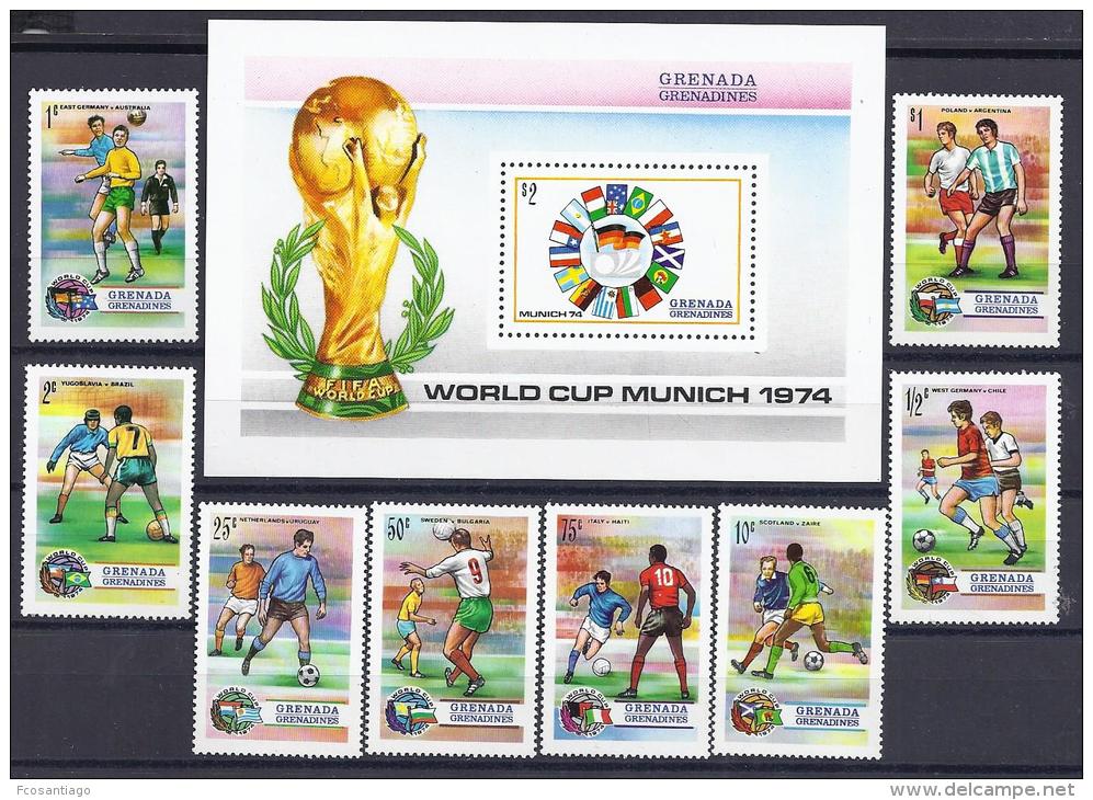 FUTBOL/MUNICH 1974 -GRENADA-GRENADINES 1974 - Yvert#15/22 H2**  Precio Cat&euro;6.25 - 1974 – Germania Ovest