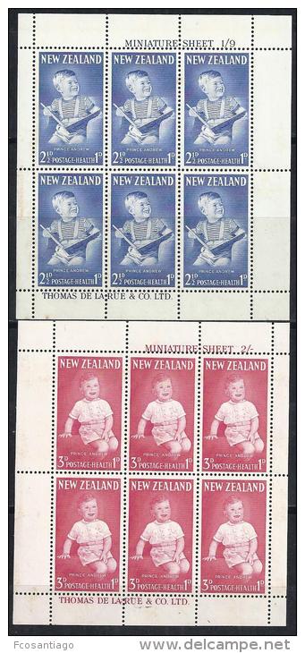 FAMILIAS REALES - NUEVA ZELANDA 1963 - Yvert#H13/14** (peque&ntilde;as Manchitas De Oxido)  Precio Cat&euro;42.50 - Familias Reales