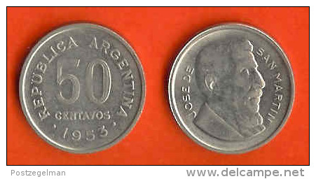 ARGENTINA 1953-4 50 Centavos Nickel Clad Steel KM24 C372 - Argentinië