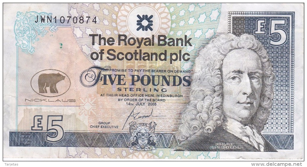 BILLETE DE ESCOCIA DE 5 POUND DEL AÑO 2005 CONMEMORATIVO NICKLAUS  (BANKNOTE) CAMPEON DE GOLF - 5 Pounds