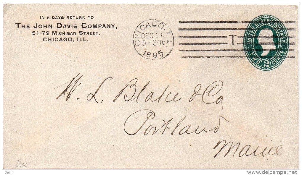 ETATS UNIS ENTIER POSTAL PRIVE 1895 - ...-1900