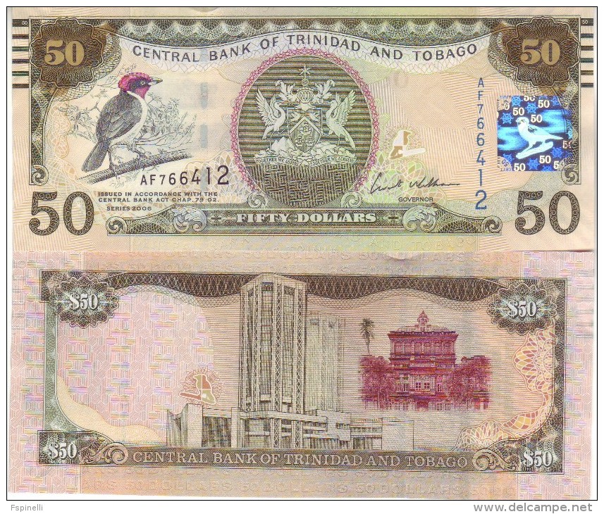 TRINIDAD & TOBAGO  50 Dollars ( Added Features For Blinds ) Dated 2006   P50 - Trinité & Tobago