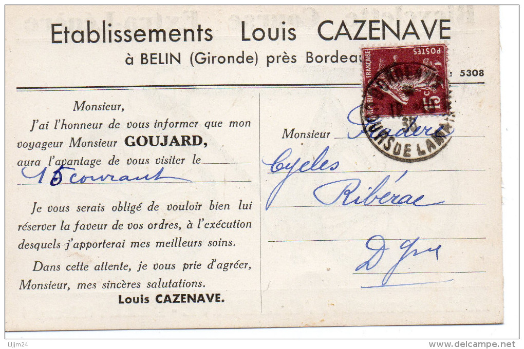 BICYCLETTE COURSE EXTRA-LEGERE - Et.CAZENAVE -BELIN - (Gironde) - Shopkeepers