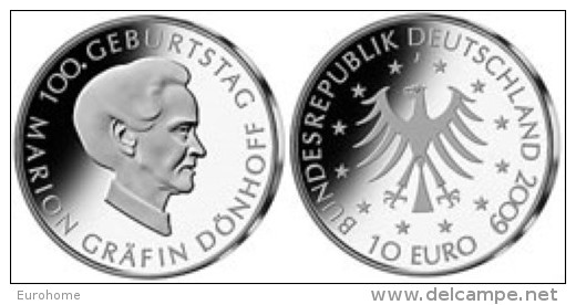 Duitsland 2009   10 Euro Zilver - Argent   Gravin Marion Dönhoff   UNC Uit De Rol  UNC Du Rouleaux - Allemagne